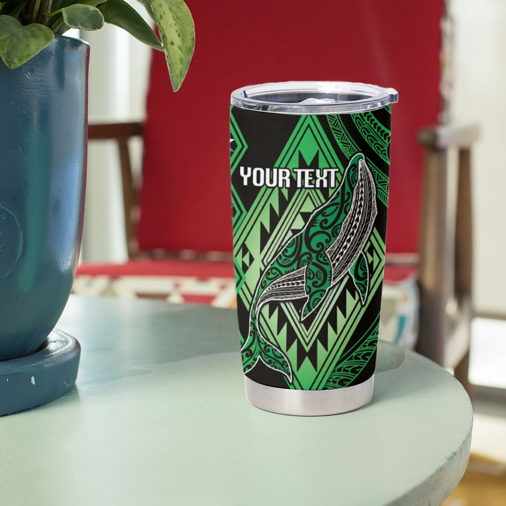 Aotearoa Iwi Ngati Pikiao Personalised Tumbler Cup NZ Maori Humpback Whale Taniko Motifs