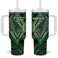Aotearoa Iwi Ngati Pikiao Personalised Tumbler With Handle NZ Maori Humpback Whale Taniko Motifs