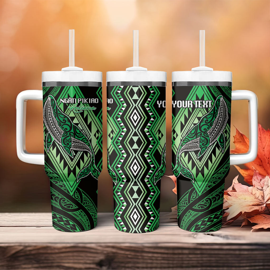 Aotearoa Iwi Ngati Pikiao Personalised Tumbler With Handle NZ Maori Humpback Whale Taniko Motifs