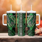 Aotearoa Iwi Ngati Pikiao Personalised Tumbler With Handle NZ Maori Humpback Whale Taniko Motifs