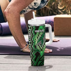 Aotearoa Iwi Ngati Pikiao Personalised Tumbler With Handle NZ Maori Humpback Whale Taniko Motifs