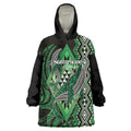 Aotearoa Iwi Ngati Pikiao Personalised Wearable Blanket Hoodie NZ Maori Humpback Whale Taniko Motifs