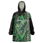 Aotearoa Iwi Ngati Pikiao Personalised Wearable Blanket Hoodie NZ Maori Humpback Whale Taniko Motifs