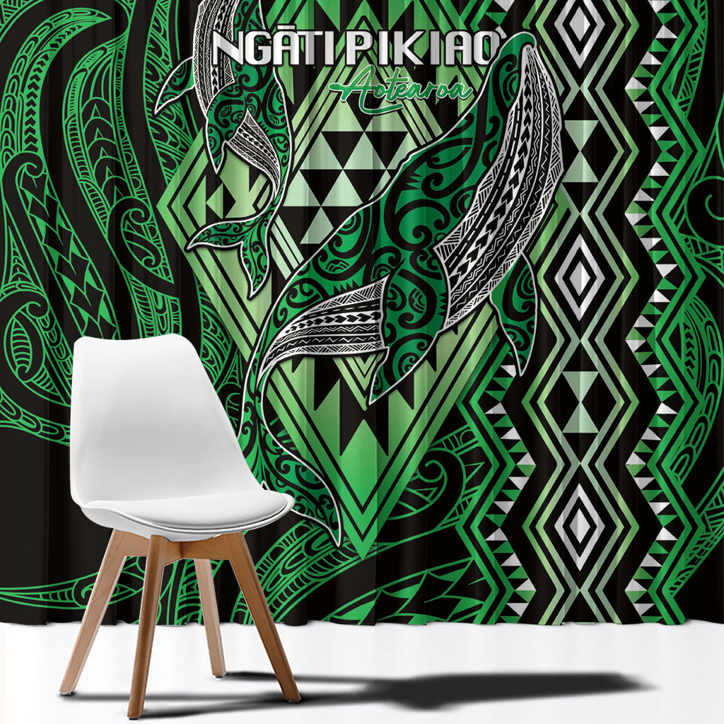 Aotearoa Iwi Ngati Pikiao Window Curtain NZ Maori Humpback Whale Taniko Motifs