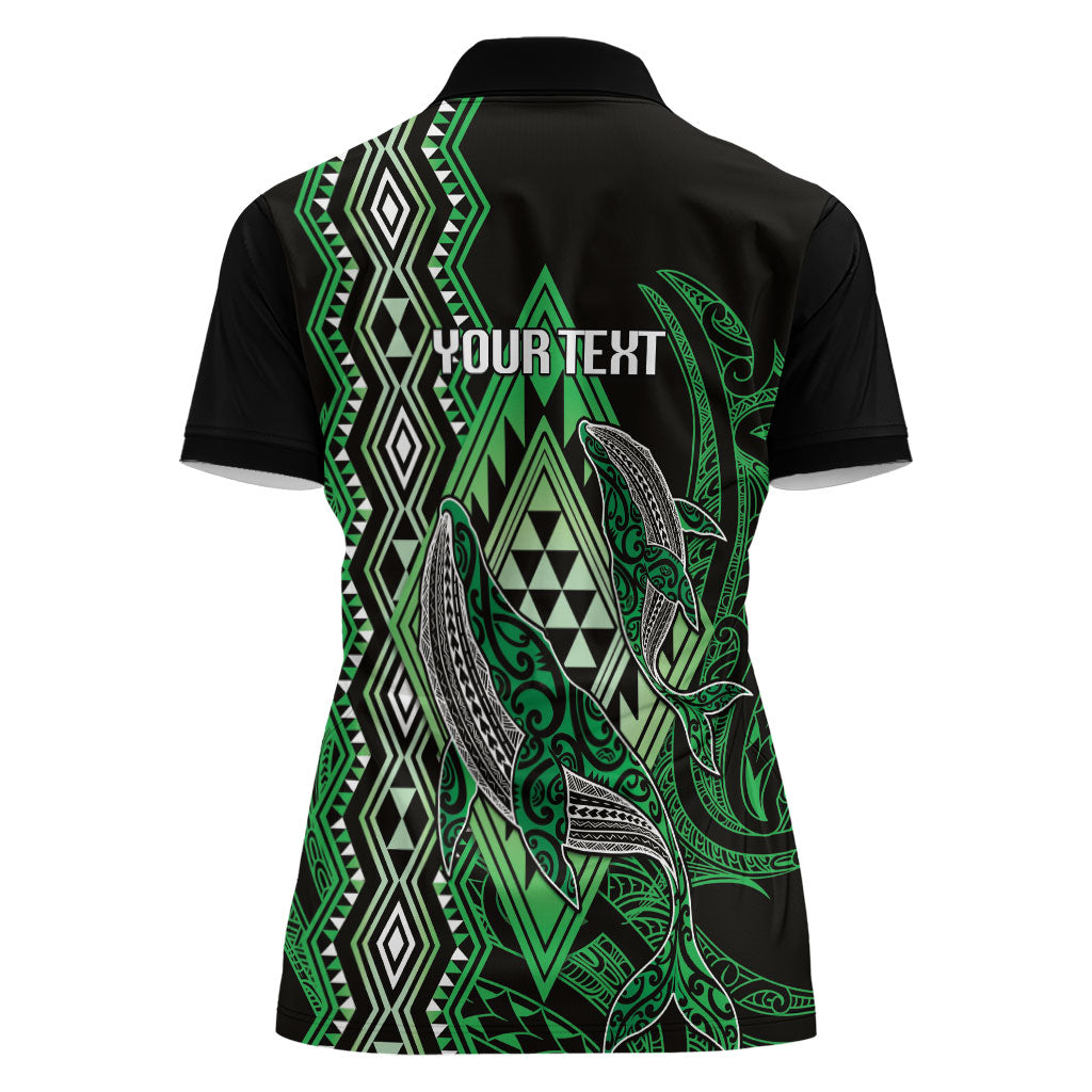 Aotearoa Iwi Ngati Pikiao Personalised Women Polo Shirt NZ Maori Humpback Whale Taniko Motifs