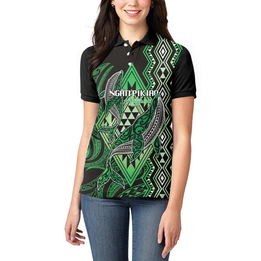 Aotearoa Iwi Ngati Pikiao Personalised Women Polo Shirt NZ Maori Humpback Whale Taniko Motifs