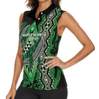 Aotearoa Iwi Ngati Pikiao Personalised Women Sleeveless Polo Shirt NZ Maori Humpback Whale Taniko Motifs