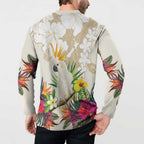 New Zealand Cacatua Galerita Button Sweatshirt Aotearoa Cockatoo Tropical Flowers