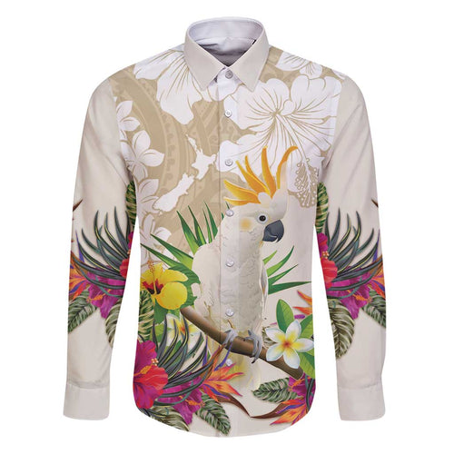New Zealand Cacatua Galerita Family Matching Mermaid Dress and Hawaiian Shirt Aotearoa Cockatoo Tropical Flowers