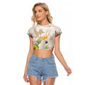 New Zealand Cacatua Galerita Raglan Cropped T Shirt Aotearoa Cockatoo Tropical Flowers