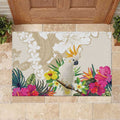 New Zealand Cacatua Galerita Rubber Doormat Aotearoa Cockatoo Tropical Flowers