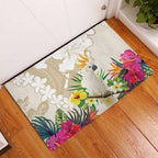 New Zealand Cacatua Galerita Rubber Doormat Aotearoa Cockatoo Tropical Flowers