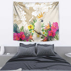 New Zealand Cacatua Galerita Tapestry Aotearoa Cockatoo Tropical Flowers