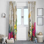 New Zealand Cacatua Galerita Window Curtain Aotearoa Cockatoo Tropical Flowers