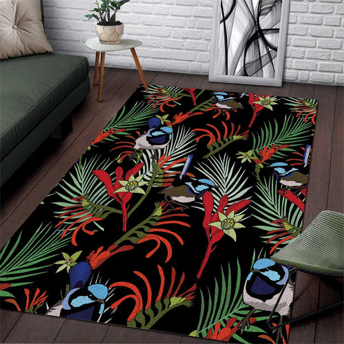 Australia Kangaroo Paw And Splendid Fairy-wren Area Rug Sameless Style