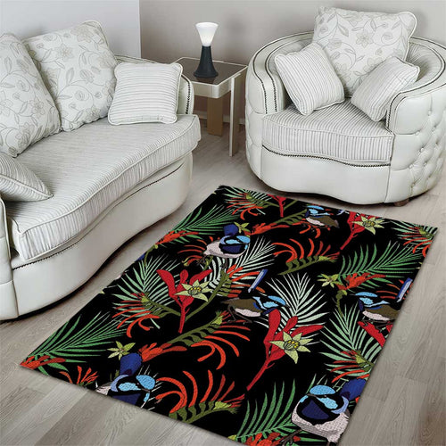 Australia Kangaroo Paw And Splendid Fairy-wren Area Rug Sameless Style