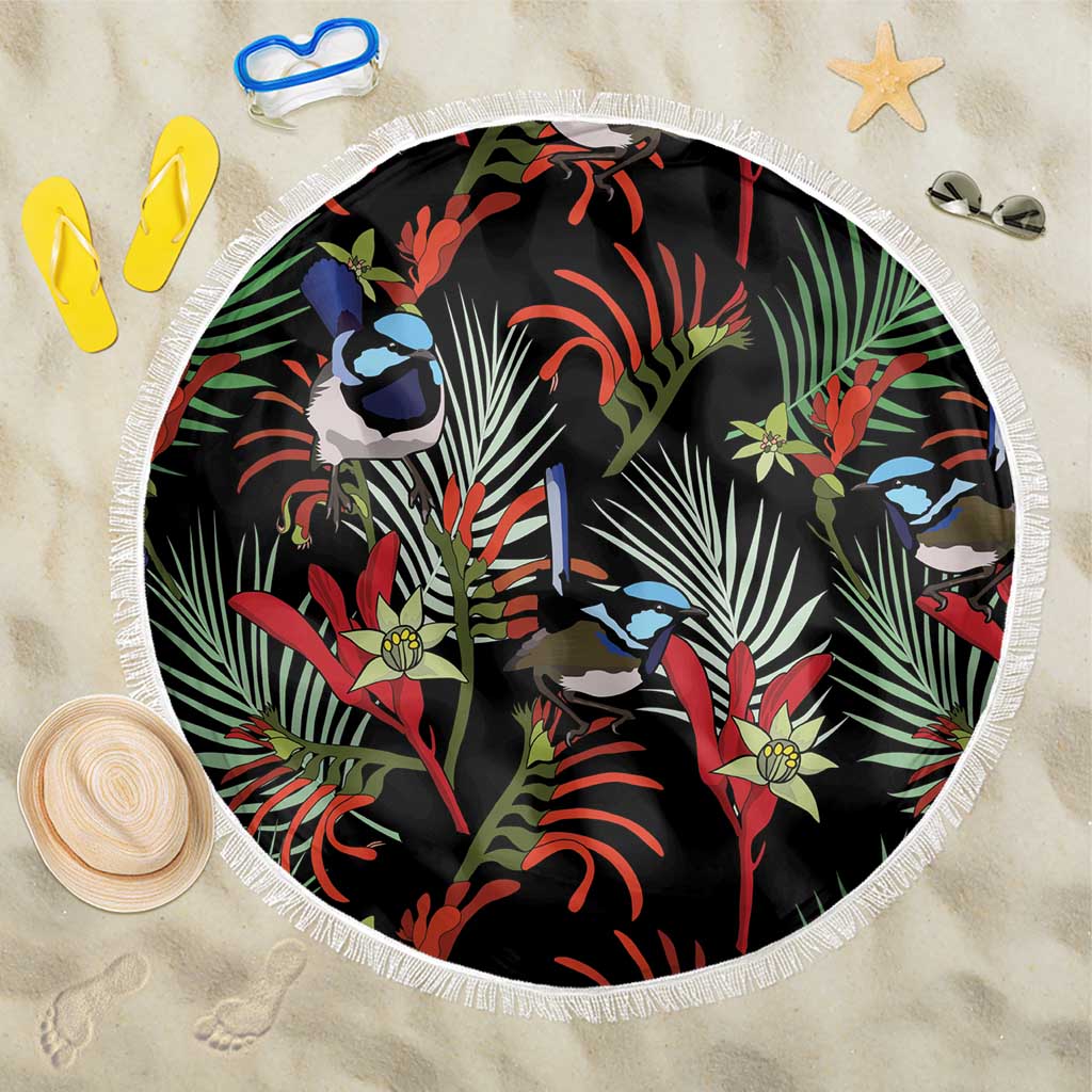 Australia Kangaroo Paw And Splendid Fairy-wren Beach Blanket Sameless Style