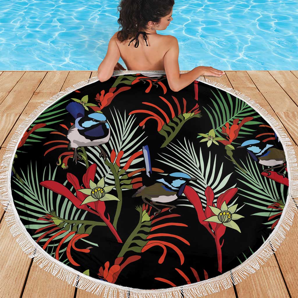 Australia Kangaroo Paw And Splendid Fairy-wren Beach Blanket Sameless Style