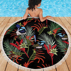 Australia Kangaroo Paw And Splendid Fairy-wren Beach Blanket Sameless Style