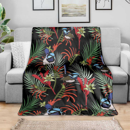 Australia Kangaroo Paw And Splendid Fairy-wren Blanket Sameless Style