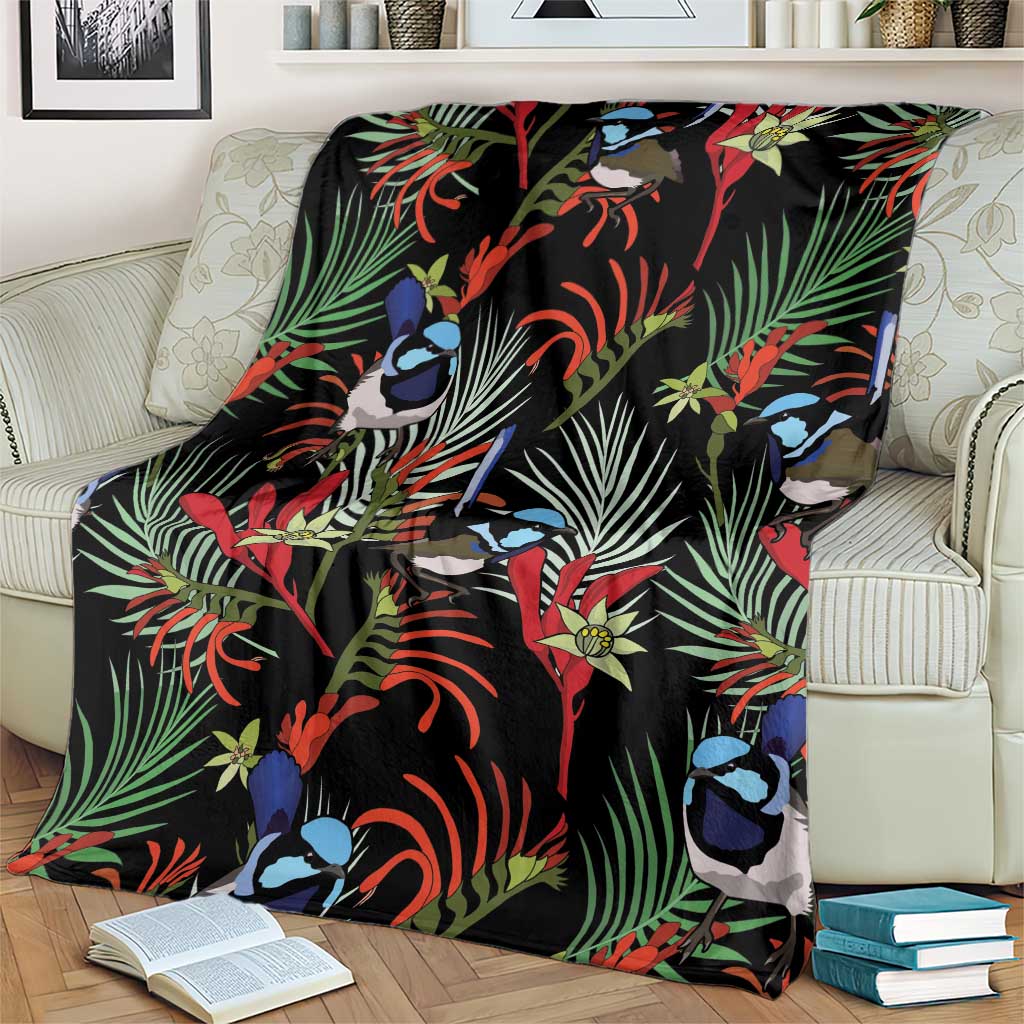 Australia Kangaroo Paw And Splendid Fairy-wren Blanket Sameless Style