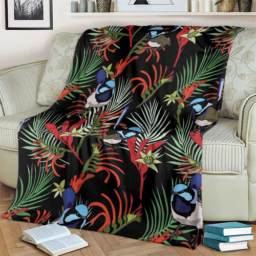 Australia Kangaroo Paw And Splendid Fairy-wren Blanket Sameless Style