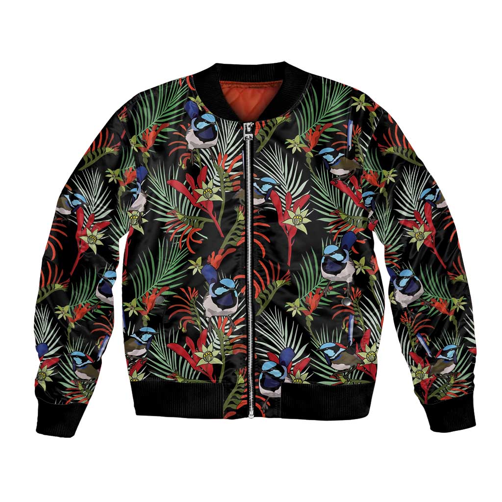 Australia Kangaroo Paw And Splendid Fairy-wren Bomber Jacket Sameless Style