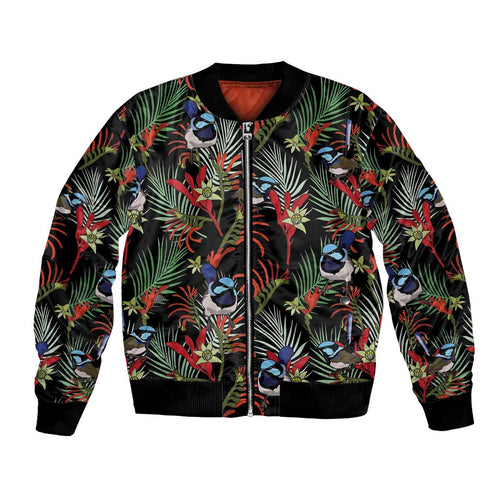 Australia Kangaroo Paw And Splendid Fairy-wren Bomber Jacket Sameless Style