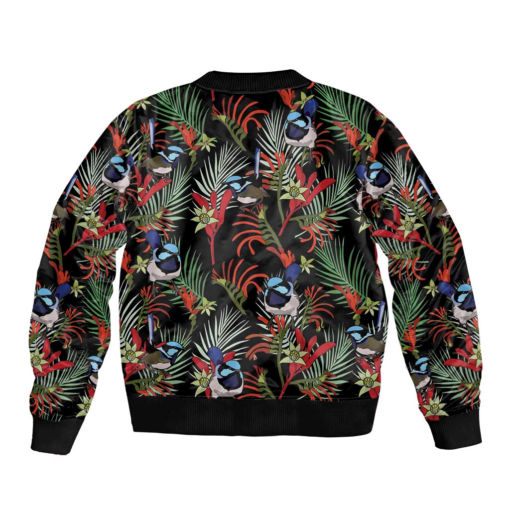 Australia Kangaroo Paw And Splendid Fairy-wren Bomber Jacket Sameless Style