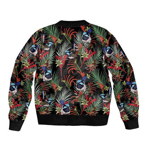 Australia Kangaroo Paw And Splendid Fairy-wren Bomber Jacket Sameless Style