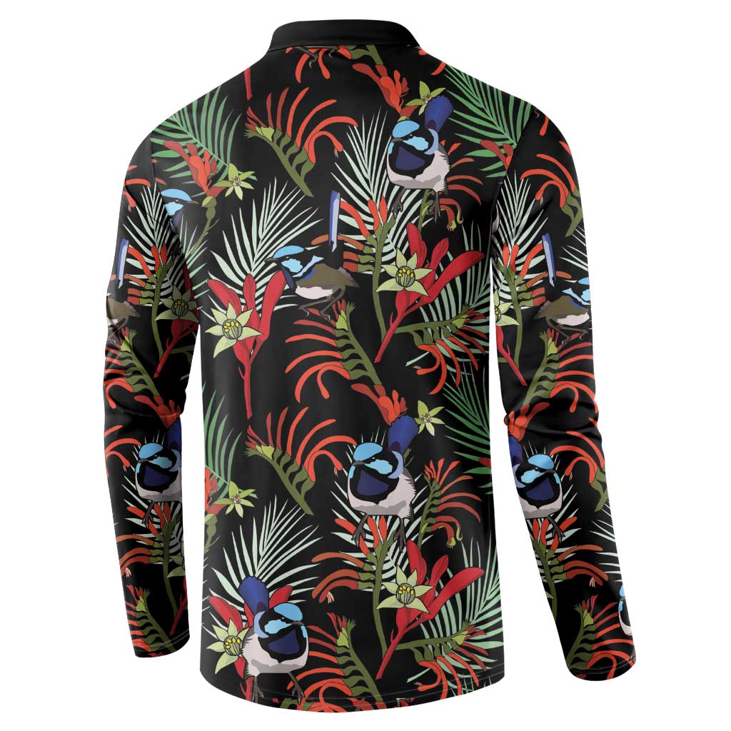 Australia Kangaroo Paw And Splendid Fairy-wren Button Sweatshirt Sameless Style