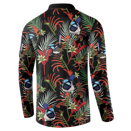 Australia Kangaroo Paw And Splendid Fairy-wren Button Sweatshirt Sameless Style