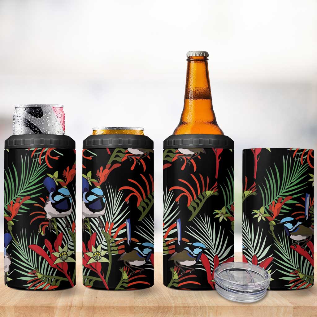 Australia Kangaroo Paw And Splendid Fairy-wren 4 in 1 Can Cooler Tumbler Sameless Style