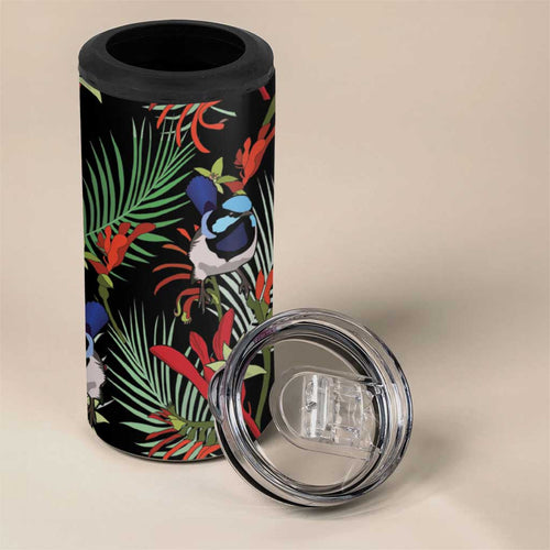 Australia Kangaroo Paw And Splendid Fairy-wren 4 in 1 Can Cooler Tumbler Sameless Style
