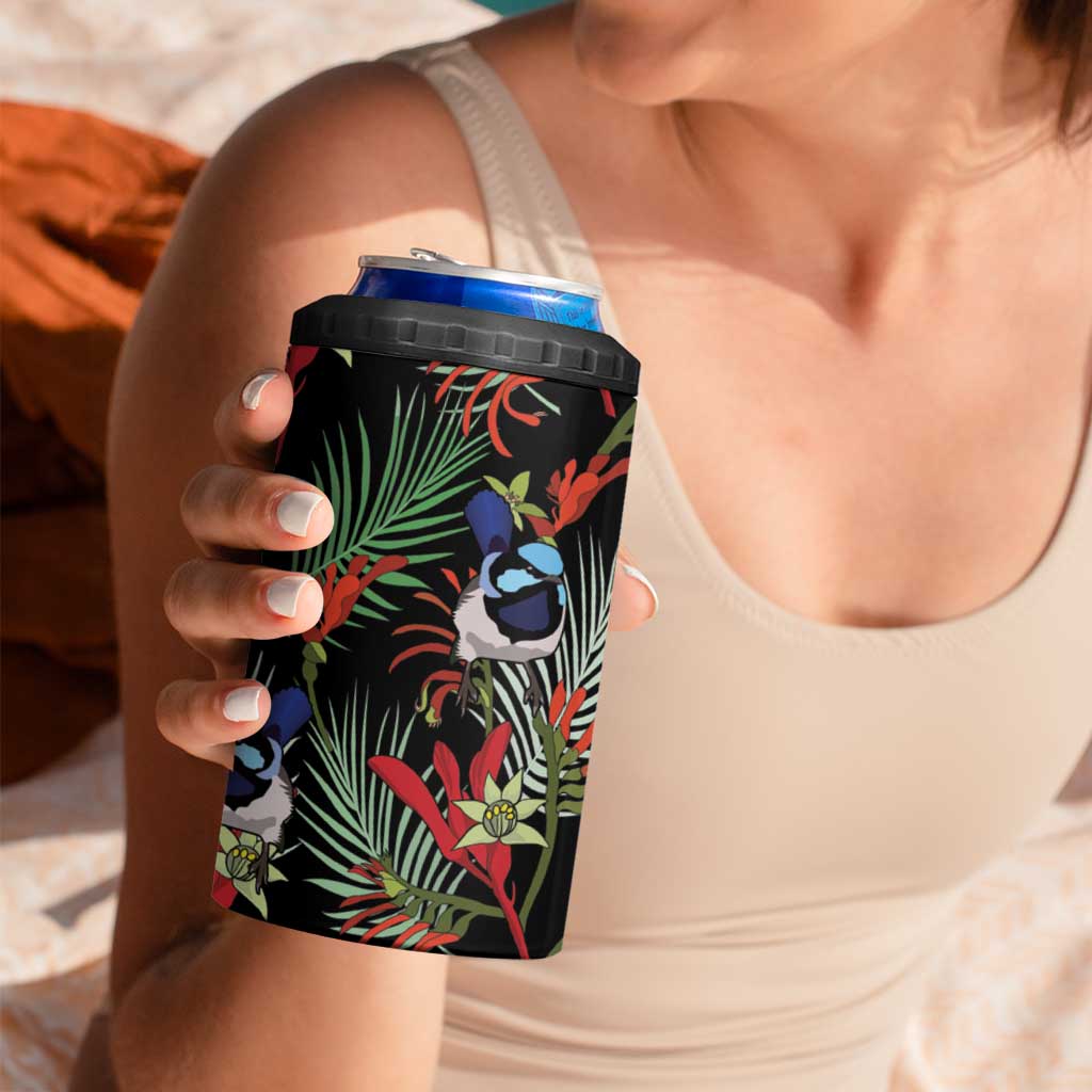 Australia Kangaroo Paw And Splendid Fairy-wren 4 in 1 Can Cooler Tumbler Sameless Style
