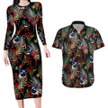 Australia Kangaroo Paw And Splendid Fairy-wren Couples Matching Long Sleeve Bodycon Dress and Hawaiian Shirt Sameless Style