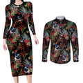 Australia Kangaroo Paw And Splendid Fairy-wren Couples Matching Long Sleeve Bodycon Dress and Long Sleeve Button Shirt Sameless Style
