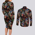 Australia Kangaroo Paw And Splendid Fairy-wren Couples Matching Long Sleeve Bodycon Dress and Long Sleeve Button Shirt Sameless Style