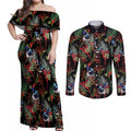 Australia Kangaroo Paw And Splendid Fairy-wren Couples Matching Off Shoulder Maxi Dress and Long Sleeve Button Shirt Sameless Style