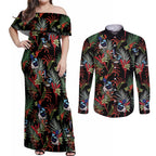 Australia Kangaroo Paw And Splendid Fairy-wren Couples Matching Off Shoulder Maxi Dress and Long Sleeve Button Shirt Sameless Style