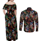Australia Kangaroo Paw And Splendid Fairy-wren Couples Matching Off Shoulder Maxi Dress and Long Sleeve Button Shirt Sameless Style