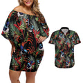 Australia Kangaroo Paw And Splendid Fairy-wren Couples Matching Off Shoulder Short Dress and Hawaiian Shirt Sameless Style