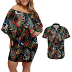 Australia Kangaroo Paw And Splendid Fairy-wren Couples Matching Off Shoulder Short Dress and Hawaiian Shirt Sameless Style