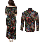 Australia Kangaroo Paw And Splendid Fairy-wren Couples Matching Puletasi and Long Sleeve Button Shirt Sameless Style