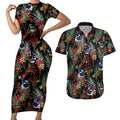 Australia Kangaroo Paw And Splendid Fairy-wren Couples Matching Short Sleeve Bodycon Dress and Hawaiian Shirt Sameless Style