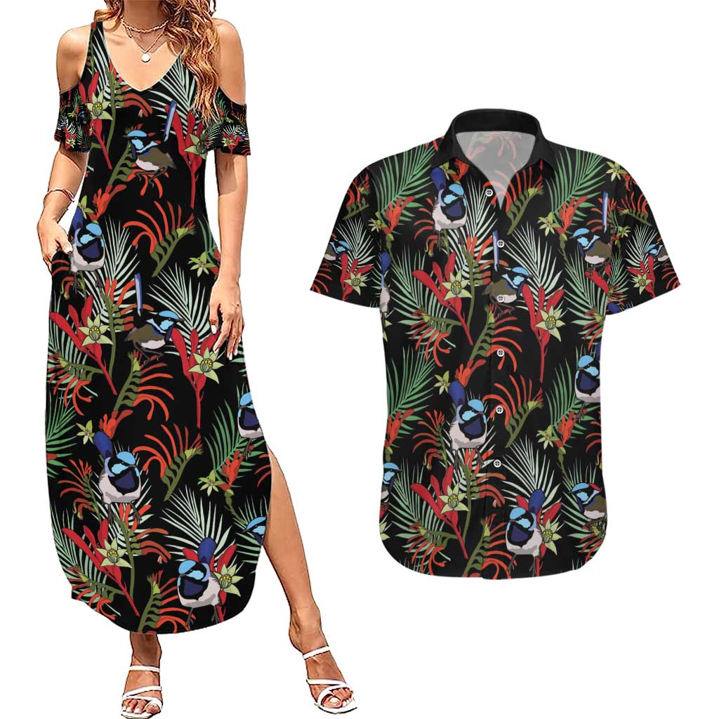 Australia Kangaroo Paw And Splendid Fairy-wren Couples Matching Summer Maxi Dress and Hawaiian Shirt Sameless Style