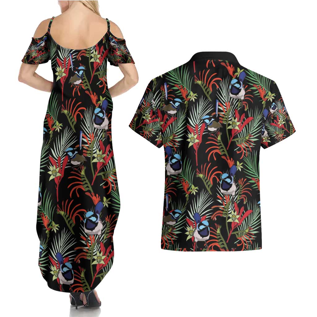 Australia Kangaroo Paw And Splendid Fairy-wren Couples Matching Summer Maxi Dress and Hawaiian Shirt Sameless Style