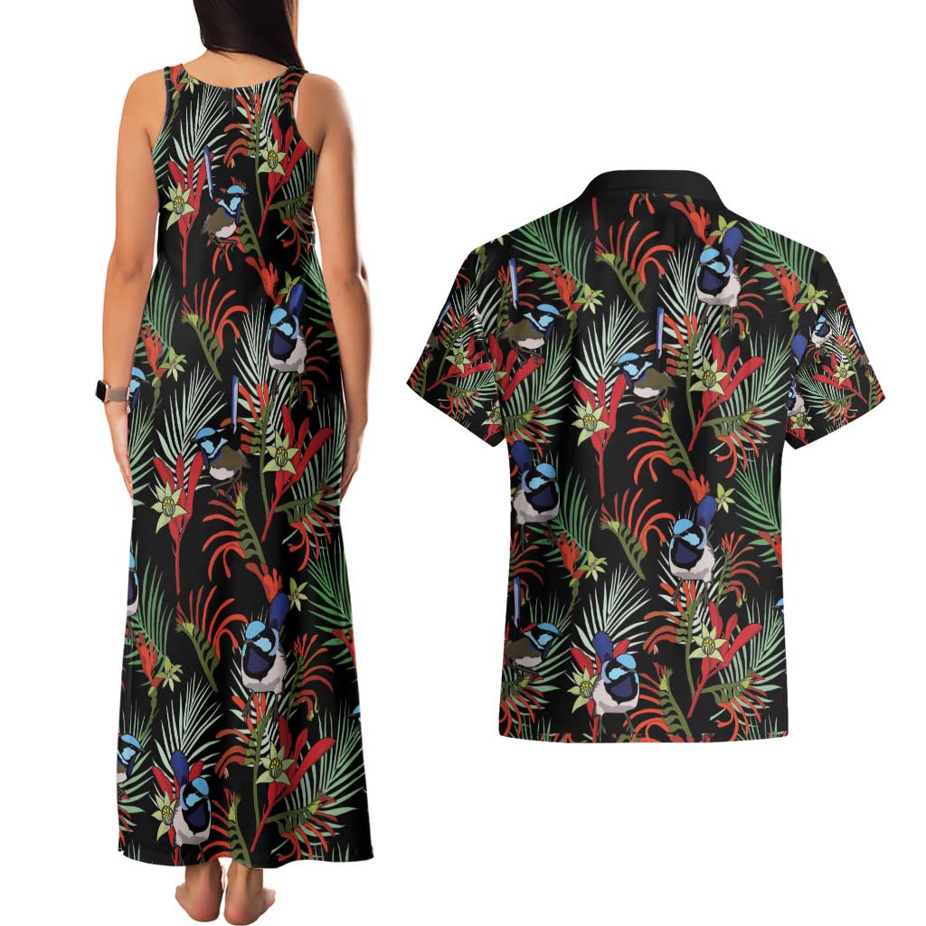 Australia Kangaroo Paw And Splendid Fairy-wren Couples Matching Tank Maxi Dress and Hawaiian Shirt Sameless Style