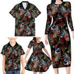 Australia Kangaroo Paw And Splendid Fairy-wren Family Matching Long Sleeve Bodycon Dress and Hawaiian Shirt Sameless Style