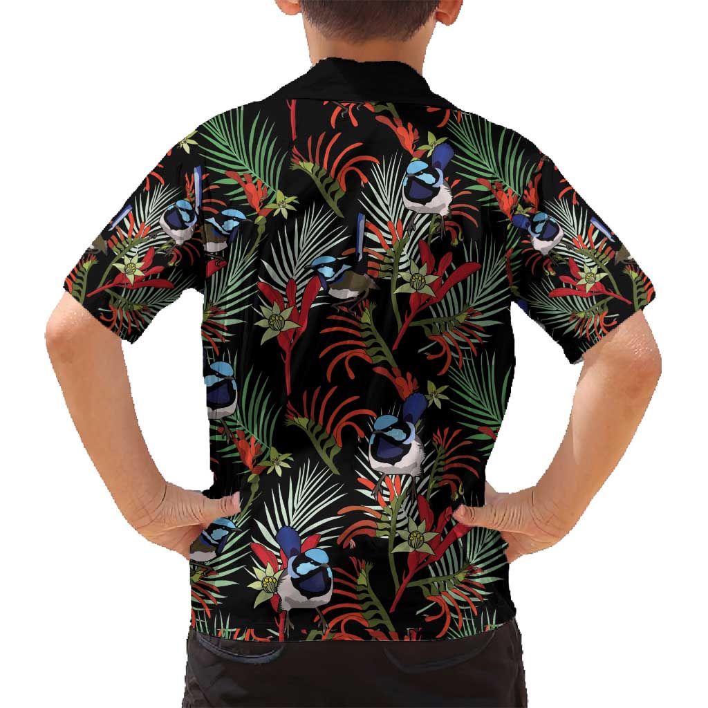 Australia Kangaroo Paw And Splendid Fairy-wren Family Matching Long Sleeve Bodycon Dress and Hawaiian Shirt Sameless Style
